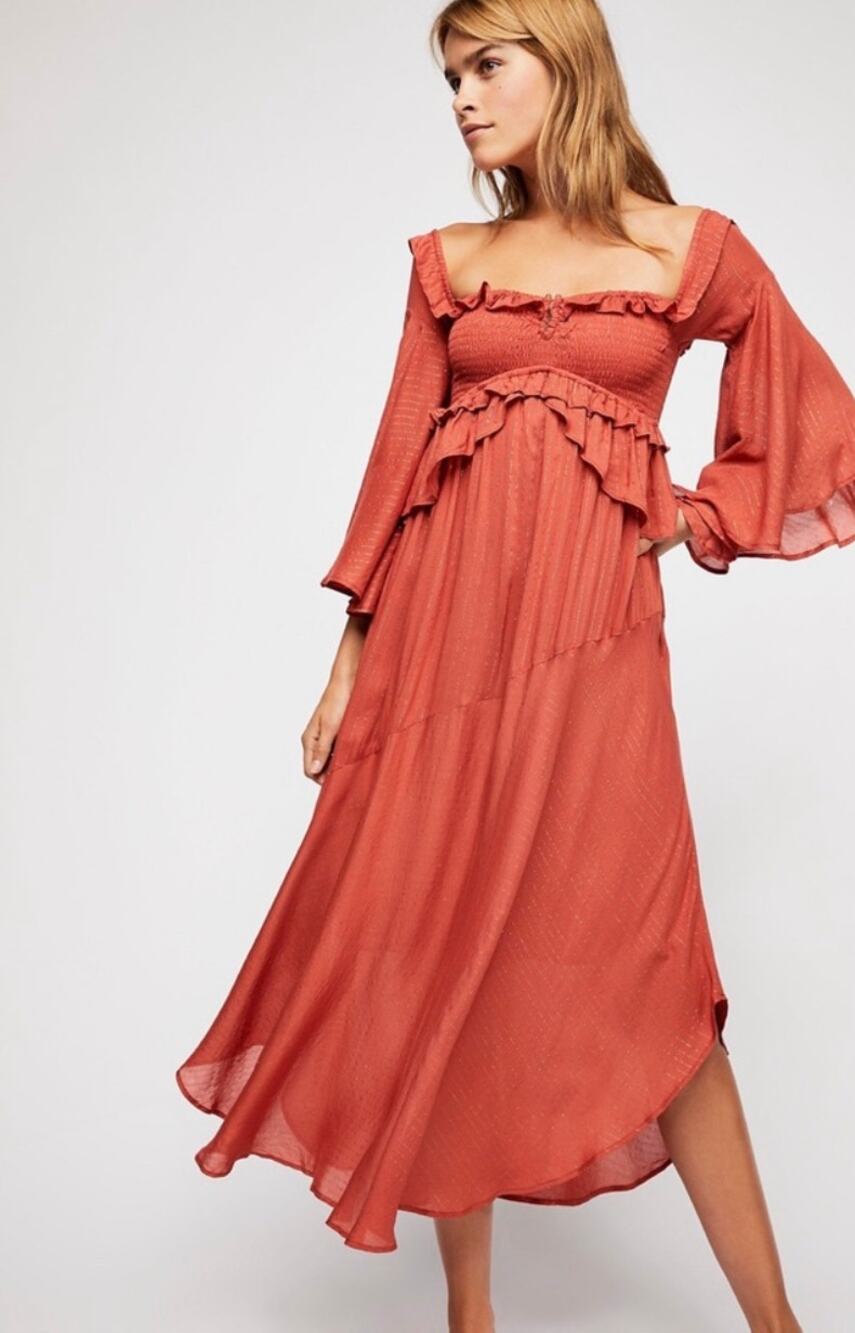 Spell & The Gypsy Co Florence Pink Smocked Shimmer Dress